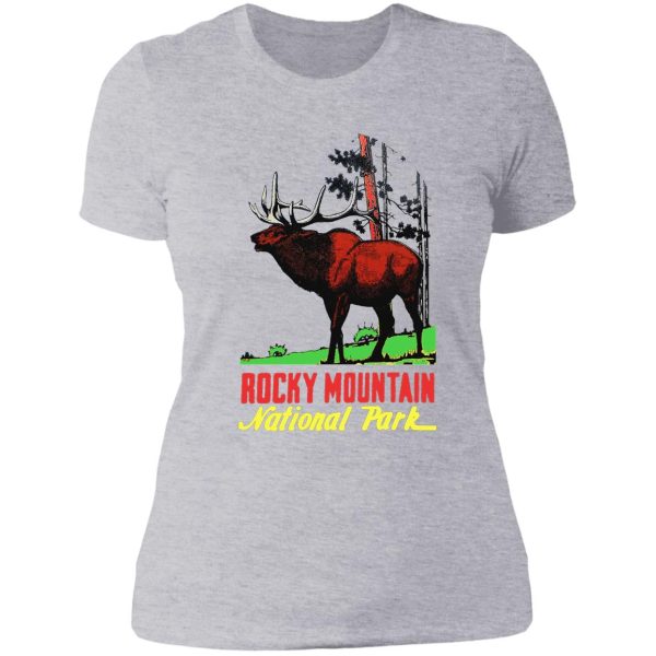 rocky mountain national park vintage travel decal lady t-shirt