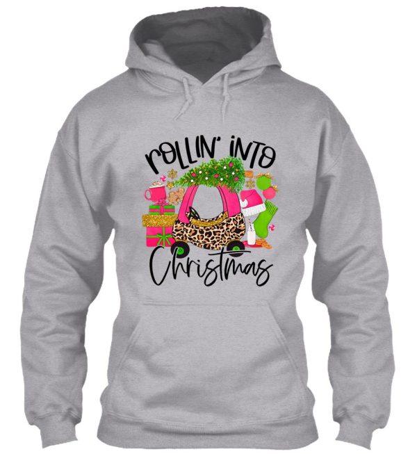 rolling into christmas leopard funny classic hoodie