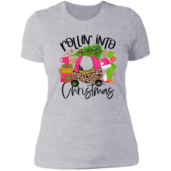 rolling into christmas leopard funny classic lady t-shirt