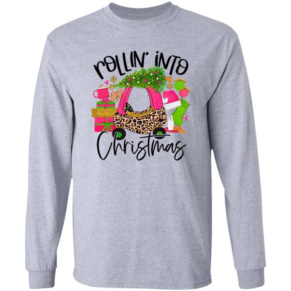 rolling into christmas leopard funny classic long sleeve