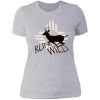 run wild with running buck deer silhouette & tribal sun . lady t-shirt