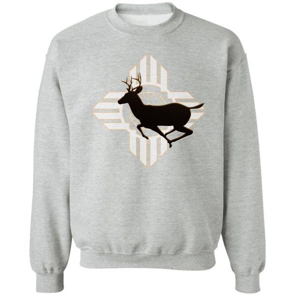 running buck deer silhouette & tribal sun sweatshirt