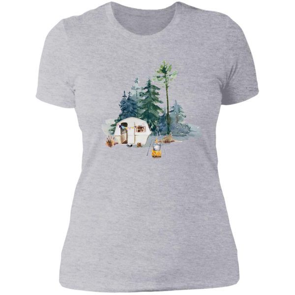 rustic wilderness camping design lady t-shirt