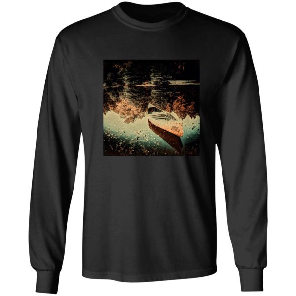 rustic wilderness canoe on lake long sleeve