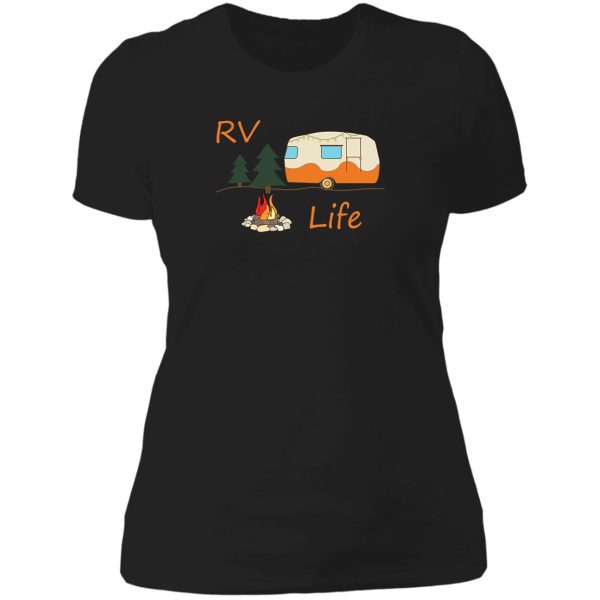 rv camping design for rv life camp fire road travel lady t-shirt
