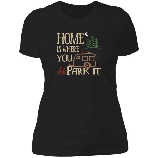 rv camping home lady t-shirt