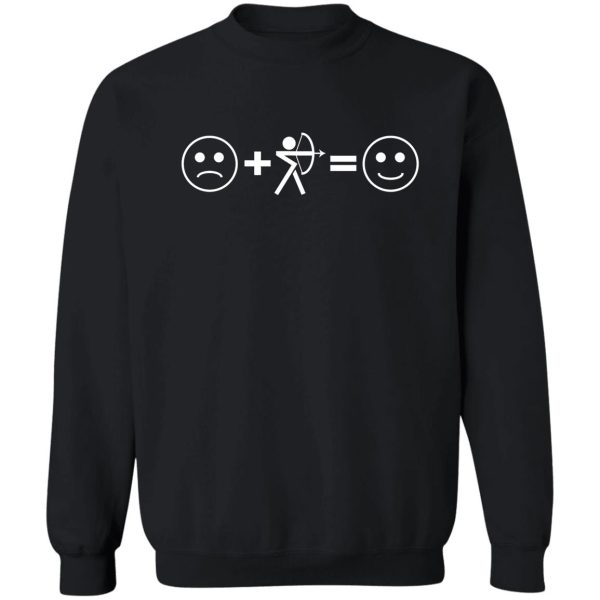 sad face + bow hunting archery = happy face makes me happy shirt sweatshirt