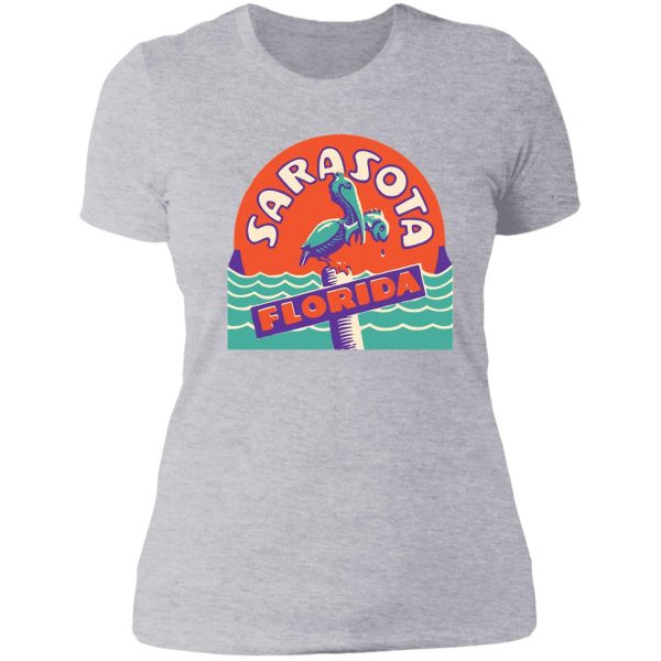 sarasota florida vintage travel decal lady t-shirt