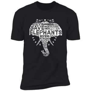 save elephants - word cloud silhouette (white) shirt