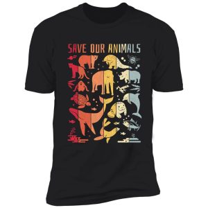 save the animals - endangered animals retro design shirt