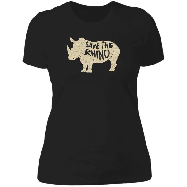 save the rhino dark version lady t-shirt