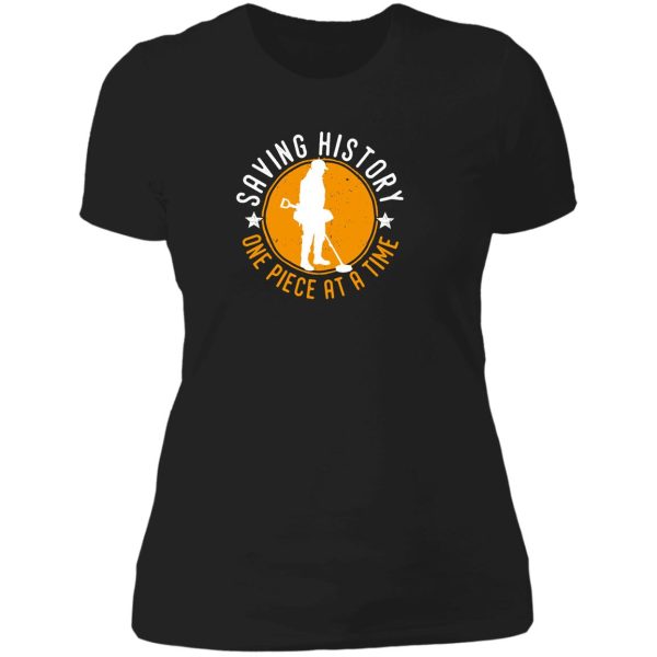 saving history metal detecting lady t-shirt