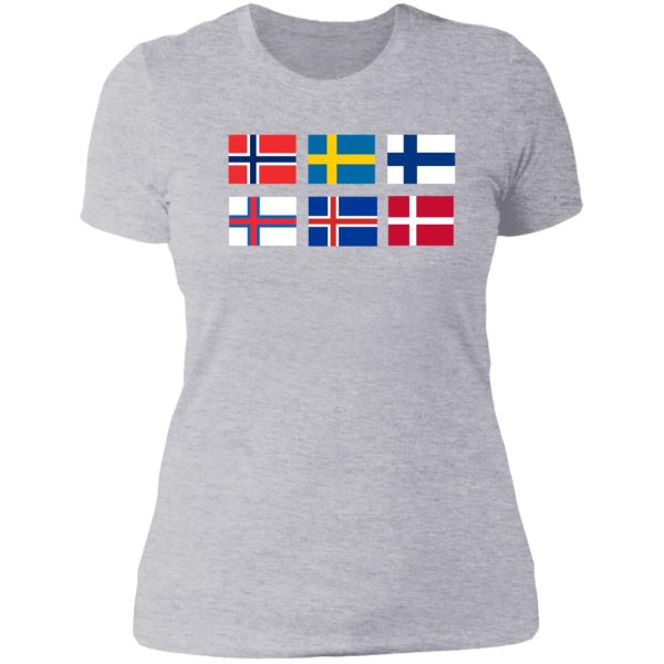 scandinavian flags lady t-shirt