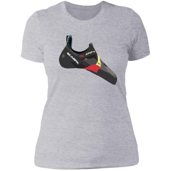 scarpa arpia climbing shoe vector painting lady t-shirt