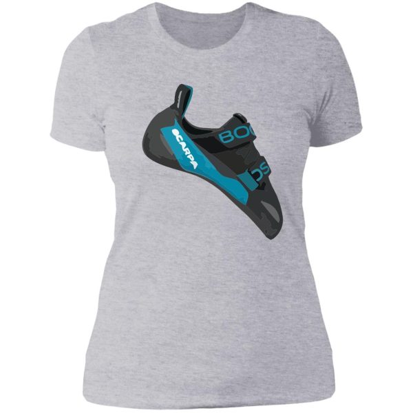 scarpa boostic climbing shoe vector painting lady t-shirt