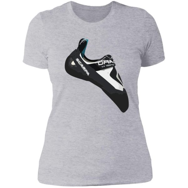 scarpa drago lv cimbing shoe vector painting lady t-shirt