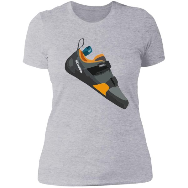 scarpa force v climbing shoe vector painting lady t-shirt