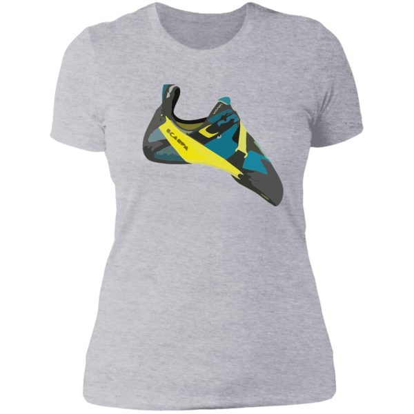 scarpa furia air climbing shoe vector painting lady t-shirt