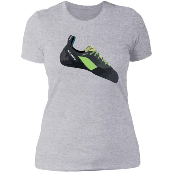 scarpa maestro climbing shoe vector painting lady t-shirt