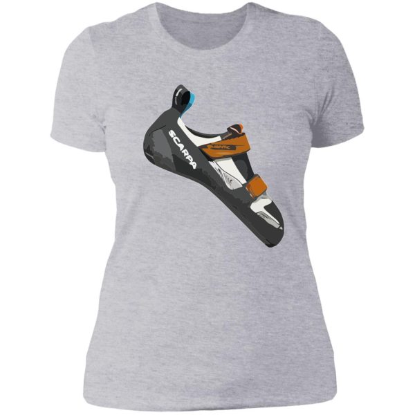 scarpa quantic climbing shoe vector painting lady t-shirt