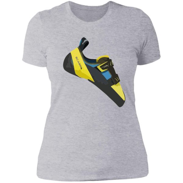 scarpa vapour climbing shoe vector painting lady t-shirt