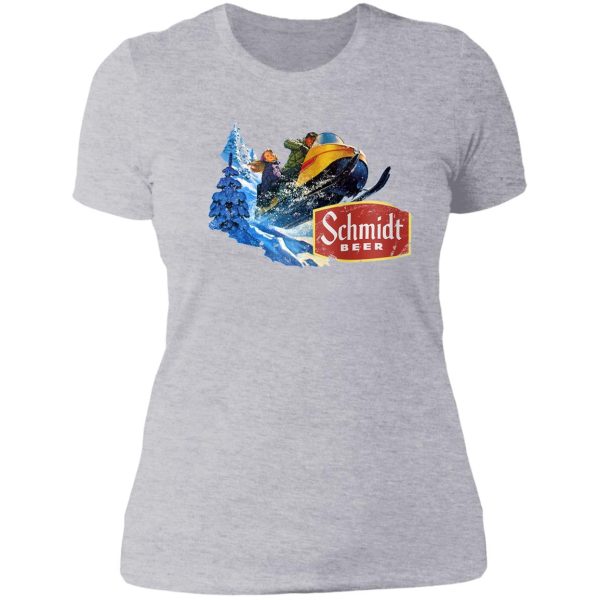 schmidt beer snowmobile lady t-shirt