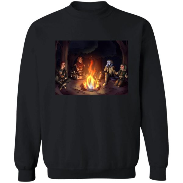 sci-fi fantasy characters around a campfire sweatshirt