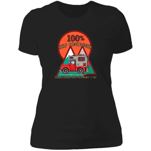 self contained truck camper lady t-shirt