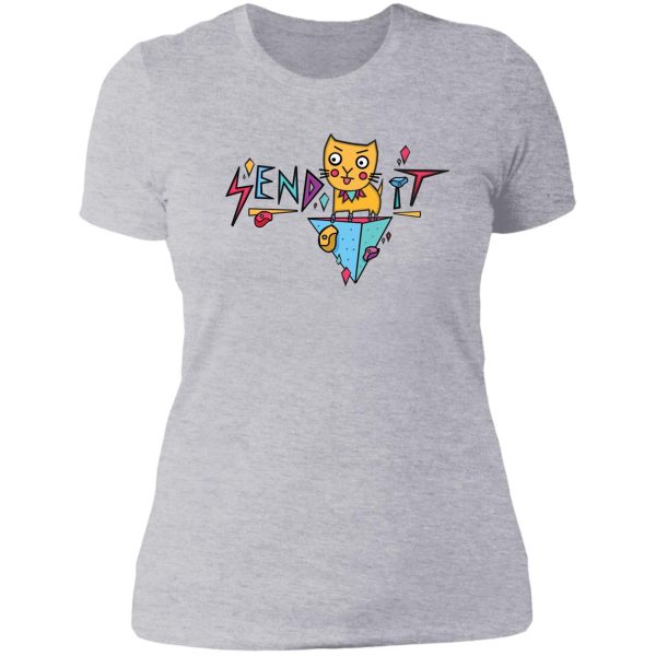 send it bouldering climbing cat for climbers t-shirt lady t-shirt