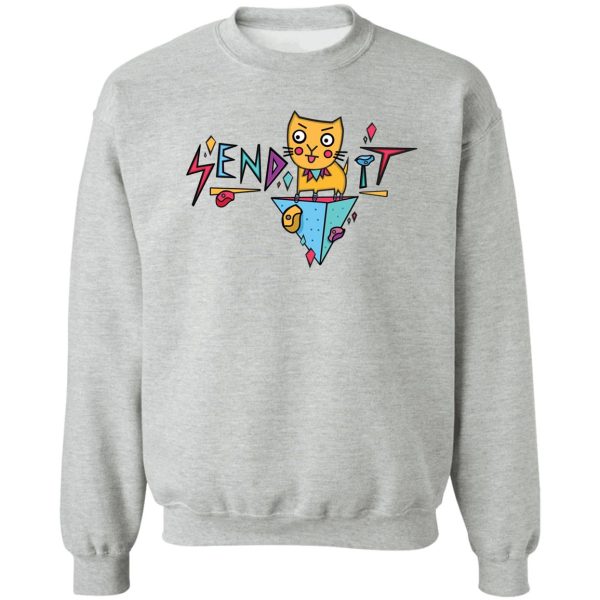 send it bouldering climbing cat for climbers t-shirt sweatshirt