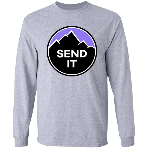 send it - rock climbing mountain inspirational design - purple long sleeve