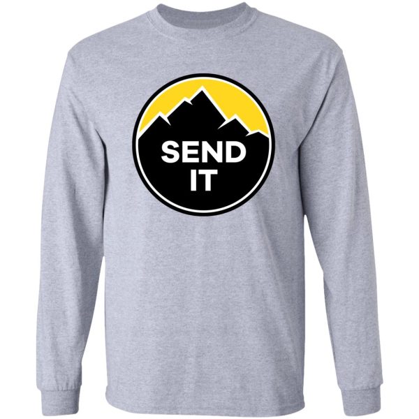 send it - rock climbing mountain inspirational design - yellow long sleeve