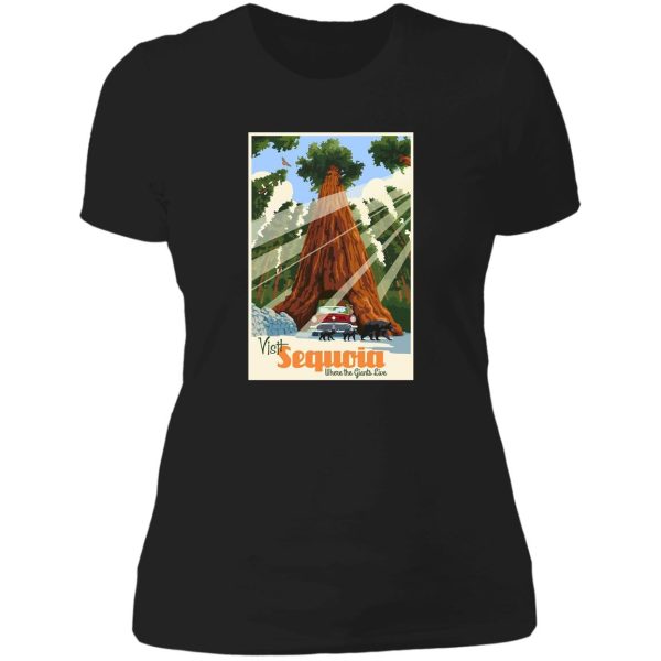 sequoia national park vintage retro travel decal sticker lady t-shirt