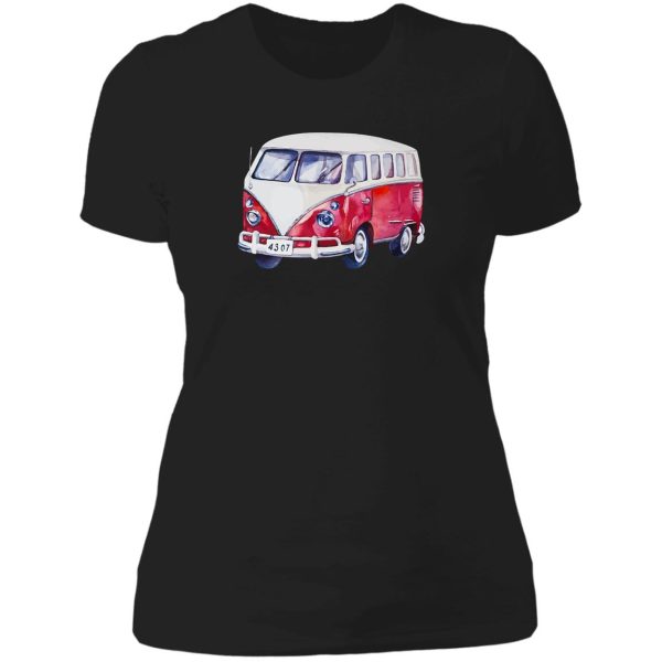 simple art camper van lady t-shirt