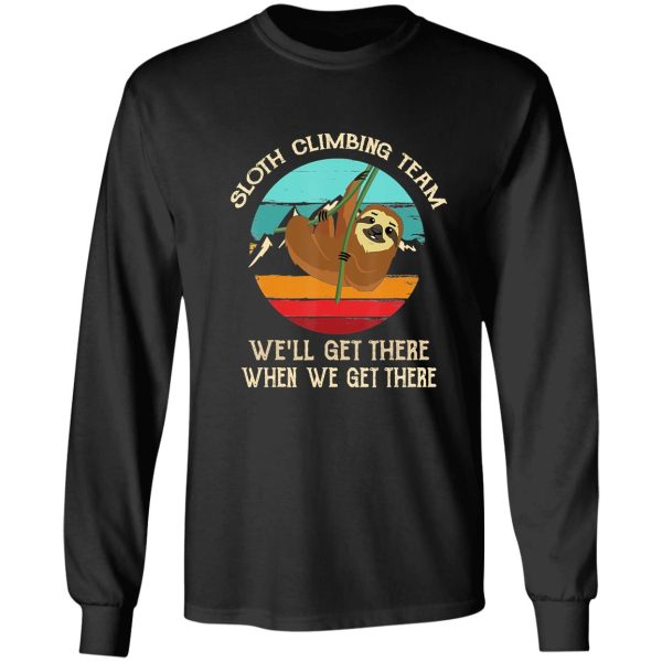 sloth climbing team retro hiking climbing funny hiker adventure outdoor long sleeve