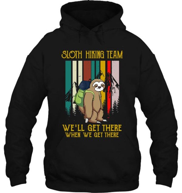 sloth hiking team hoodie