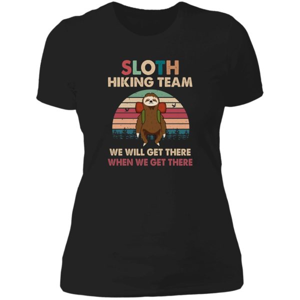 sloth hiking team vintage lady t-shirt