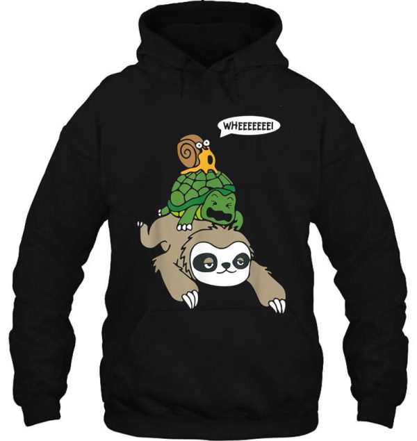 sloth turtle snail piggyback animal running wild tee hoodie