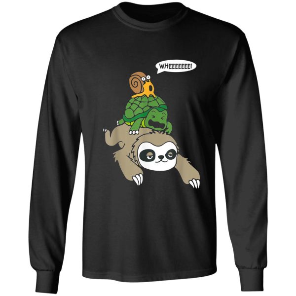 sloth turtle snail piggyback animal running wild tee long sleeve