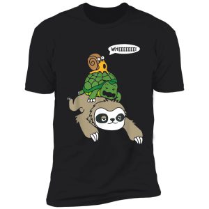 sloth turtle snail piggyback animal running wild tee shirt