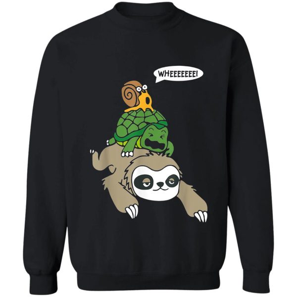 sloth turtle snail piggyback animal running wild tee sweatshirt