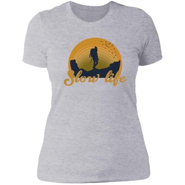 slow life camping design lady t-shirt