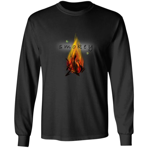 smokey campfire with fireflies long sleeve