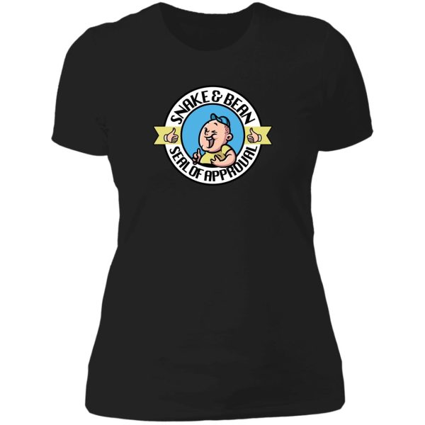 snake & bean seal of approval stamp graphic lady t-shirt