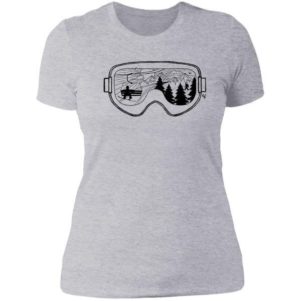 snow lift exit left lady t-shirt