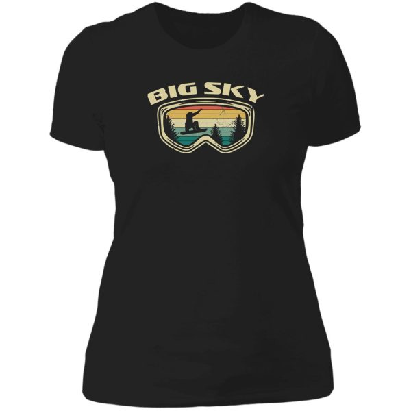 snowboard big sky montana goggles big air snow lady t-shirt