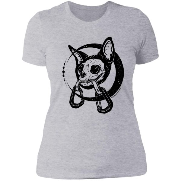 space cat rock climbing lady t-shirt