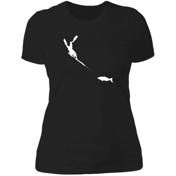 spearfishing graphic freediver fish hunting print lady t-shirt