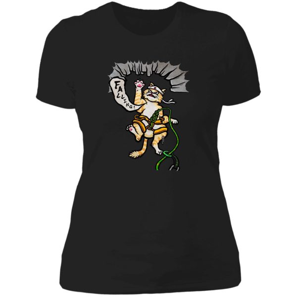 sport climbing cat rock climbing lady t-shirt