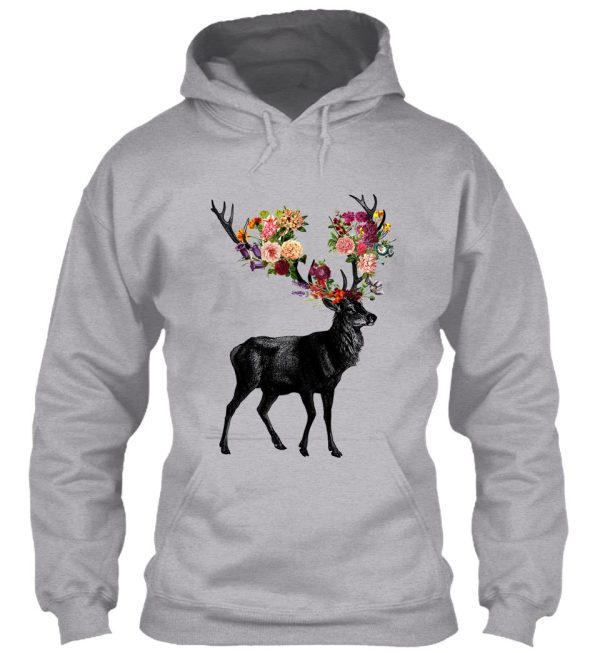 spring itself deer floral hoodie
